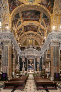 Baroque Art: Interior view of the Jesuite Church of the Holy Name of Jesus (chiesa del Gesu) in Rome