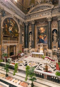 Baroque Art: Interior view of the Jesuit Church of the Holy Name of Jesus in Rome