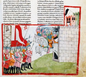 Battle of Montaperti, miniature by Pacino di Buonaguida from Nuova Cronica, by Giovanni Villani by Italian School