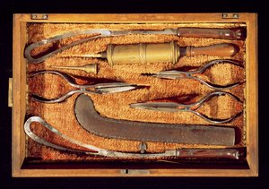 Box of obstetric instruments