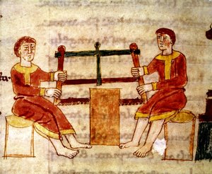 Two Men Sawing Wood, from De Universo by Rabanus Maurus