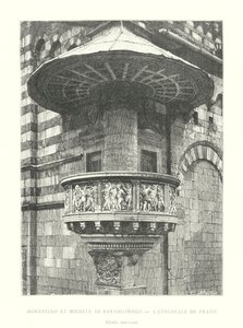Donatello and Michele di Bartolommeo, Cathedral of Prato, Exterior Pulpit (engraving) by Italian School