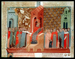 Emperor Justinian (483-565) and His Court, from Justinianus Istitutiones