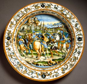 Episode of the life of Julius Caesar, Ceramic plate, Urbino, Italy by Italian School