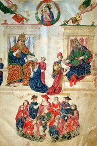 Foundation of the University of Bologna by Emperor Theodosius II and the privileges accorded by Pope Paul II by Italian School