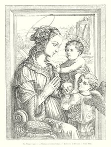 The Madonna and Child, Collection of Florence, Pitti Palace, by Fra Filippo Lippi (engraving) by Italian School