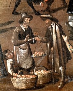 Fruits seller and little thief (detail) by Italian School
