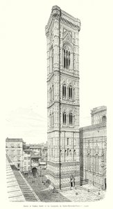 Giotto and Taddeo Gaddi, The Campanile of Santa Maria del Fiore (engraving) by Italian School