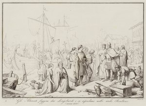 The Altinati flee from the Lombards and take refuge in the Realtine islands, 639 by Italian School