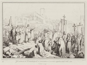 The inhabitants of Constantinople submit to the crusaders begging for their lives by Italian School