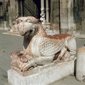 Griffin lying on a plinth, mid 13th century by Italian School