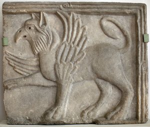 Griffon (or gryphon). Low relief sculpted, marble, Venice (Italy) 12th century. National Gallery, Sternberg Palace, Prague (Czech Republic) by Italian School