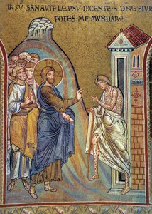 Healing the leper - mosaic, Monreale, Italy by Italian School