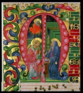 Historiated Initial M Depicting The Annunciation