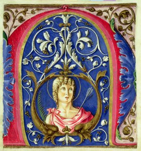 Historiated initial N depicting St. Sebastian