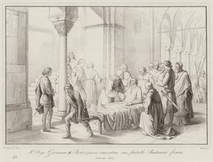 The Doge Giovanni II Partecipazio meets his wounded brother Badoario, 884 by Italian School