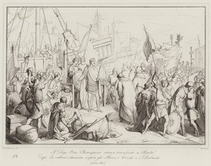 The Doge Orso Partecipazio returns triumphant to Rialto after the victory over the Slavs by Italian School