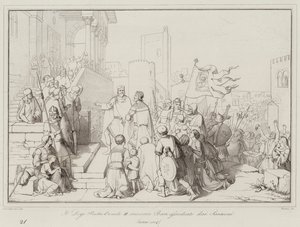 The Doge Pietro Orseolo II assists Bari besieged by the Saracens by Italian School