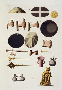 Inca Tools and Artefacts, Peru, from Le Costume Ancien et Moderne, Volume II, plate 22, by Jules Ferrario, published c.1820s-30s