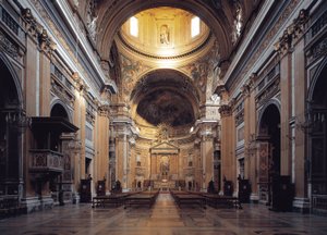 Interior view of the church of Gesu in Rome