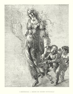 Abundance, Drawing by Sandro Botticelli (engraving) by Italian School