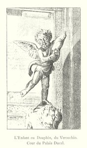The Child with the Dolphin, by Verocchio, Courtyard of the Ducal Palace (engraving) by Italian School
