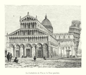 The Cathedral of Pisa and the Leaning Tower (engraving)
