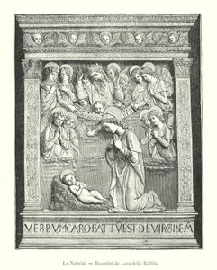 The Nativity, Bas-relief by Luca della Robbia (engraving) by Italian School