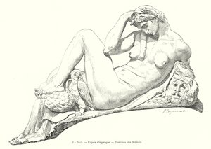 The Night, Allegorical Figure, Tomb of the Medici (engraving) by Italian School