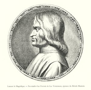 Laurent the Magnificent, Facsimile of a Portrait by Luc Vostermans, British Museum (engraving)