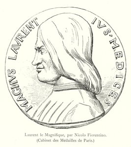 Lorenzo the Magnificent, by Nicolo Fiorentino, Cabinet des Medailles de Paris (engraving)