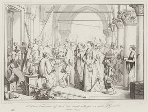 The Venetian Women offer their jewelry in the war against the Genoese by Italian School