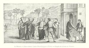 Masaccio, Jesus Commands Saint Peter to Pay the Tribute, Chapel of the Carmine in Florence (engraving) by Italian School