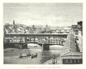The Ponte Vecchio, Built in 1345 by Taddeo Gaddi (engraving) by Italian School
