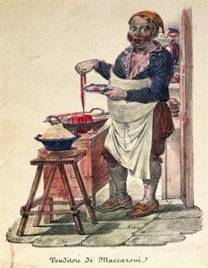 Macaroni seller (print) by Italian School