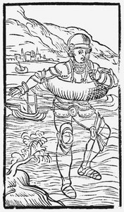 Man with a Life Ring (illustration from Historia de Gentibus Septentrionalibus by Olaus Magnus, published in Rome, 1555) by Italian School