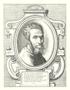 Michael Angelus Bonarota, Flower of the Tuscans, Chosen of Two Arts, Painting and Sculpture, Extinct in His Age (engraving)