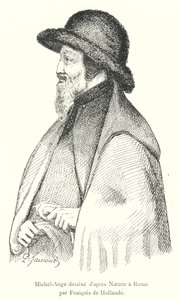 Michelangelo Drawn from Nature in Rome by Francois de Hollande (engraving) by Italian School