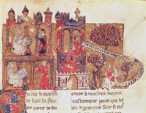 Aristotle instructs Alexander the Great in morals and in the disdain of women, from Le Livre du Tresor by Brunetto Latini