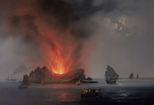 New Volcano Erupting from the Sea around Sicily in 1831 by Italian School