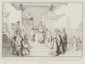 Nicolo Matteo and Marco Polo Depart from the Court of Kublai Khan to Return Home by Italian School