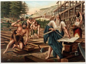 Noah and His Family Building the Ark (Noah Looking at the Plan of Construction) - in 