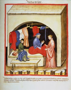 The Tailors Shop: Clothes of Silk, from Tacuinum Sanitatis by Italian School