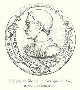 Philip of Medici, Archbishop of Pisa, attributed to Pollajuolo (engraving)