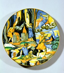 Plate depicting Cain slaying Abel, Rimini, mid 16th century