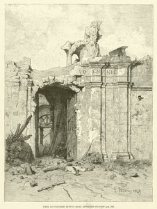 Porta San Pancrazio Bombarded by French Artillery (engraving) by Italian School