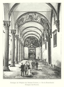 Portico of the Hospital of the Foundlings, by Brunelleschi, Frescoes by Poccetti by Italian School