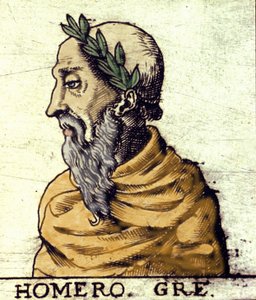 Portrait of Homer. Engraving of 1560 from the Atlas of Urbano Monte