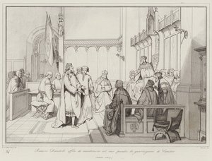 Rainieri Dandolo offers to maintain the garrisons of Candia with his own funds by Italian School