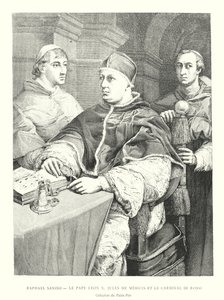 Raphael Sanzio, Pope Leo X, Jules de Medicis and Cardinal de Rossi, Collection of the Pitti Palace (engraving)